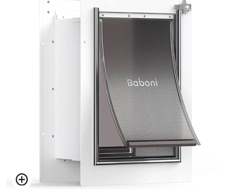 Photo 1 of Baboni Pet Door for Wall, Steel Frame and Telescoping Tunnel, Aluminum Lock, Double Flap Dog Door and Cat Door, Strong and Durable (Pets Up to 40 Lb) -Medium