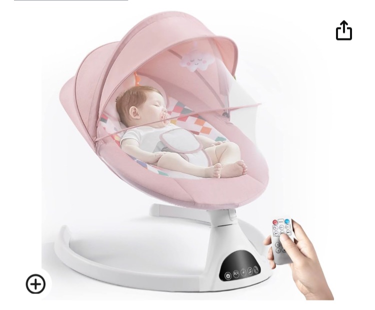 Photo 1 of Jaoul Baby Swing for Infants, Electric Portable Baby Swing for Newborn, Bluetooth Touch Screen/Remote Control Timing Function 5 Swing Speeds Baby Rocker Chair with Music Speaker 5 Point Harness Pink
