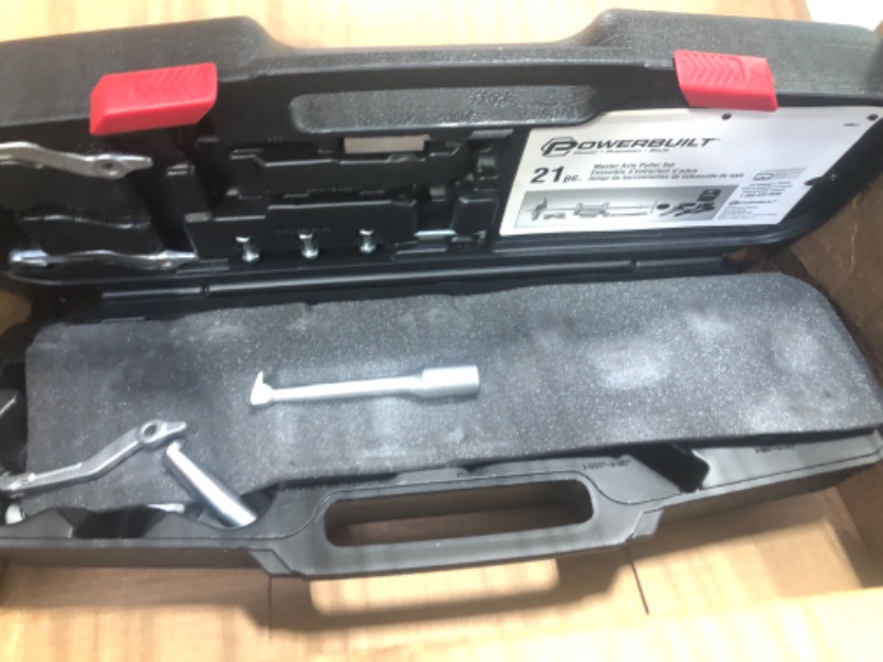Photo 1 of Powerbuilt Master Axle Puller Tool Set, Remove Car Front and Rear, Bearings and Seals, Vehicle Repair 21 Piece Kit - 648611 & Powerbuilt 10 Pc. Bearing And Race Installer Kit - 948004