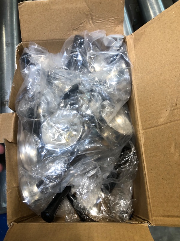 Photo 1 of 24 Pieces Hand Bells Steel Service Handbells Black Wooden Handle Diatonic Metal Bells Musical Percussion (Silver) Nickel White