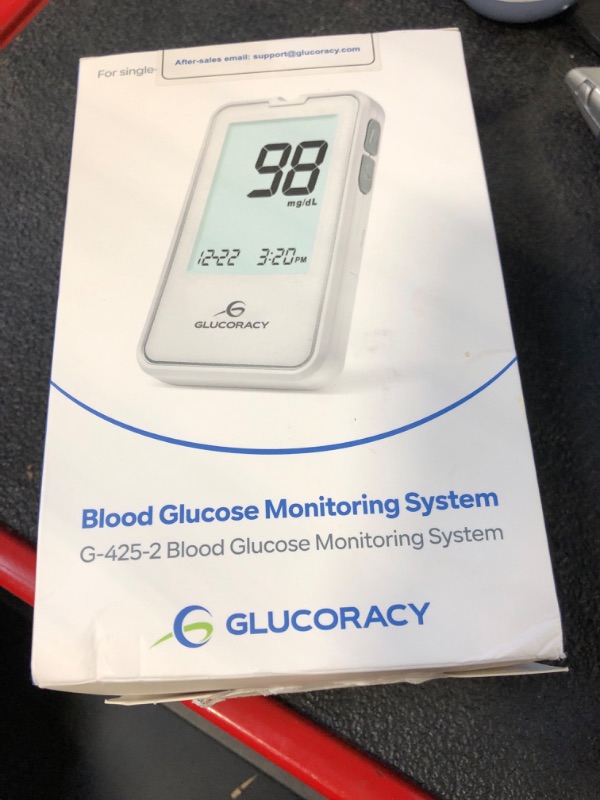 Photo 2 of Glucoracy G-425-2 Blood Glucose Monitor Kit, Blood Sugar Test Kit with 1 Lancing Device 100 Test Strips 100 Lancets, 1 Glucometer, Portable Diabetes Testing Kit for Home, White