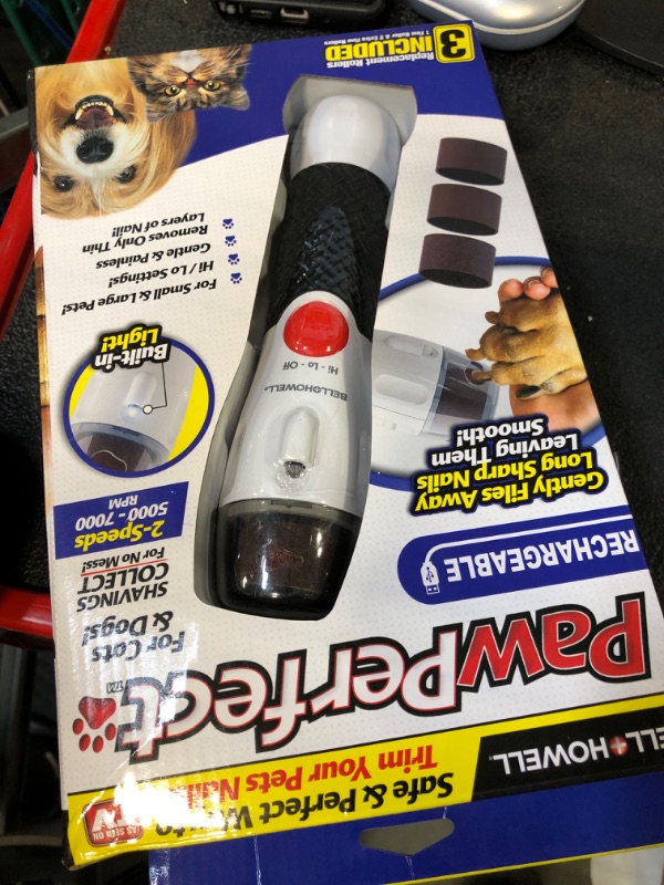 Photo 2 of Bell+Howell Pawperfect Rechargeable Cordless Dog and Cat Nail Trimmer with Safety Guard, 5000-7000 RPM's, Gentle and Painless Dremel Dog Nail Grinder w/ 3 Modes with 3 Replacement Rollers