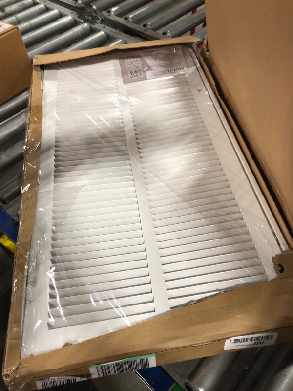 Photo 3 of 12" X 24" Steel Return Air Filter Grille for 1" Filter - Easy Plastic Tabs for Removable Face/Door - HVAC DUCT COVER - Flat Stamped Face -White [Outer Dimensions: 13.75w X 25.75h] 12 X 24
