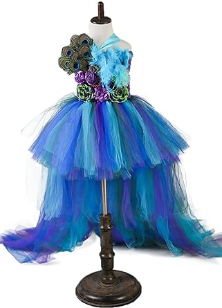 Photo 1 of Tutu Dreams Deluxe Long Train Peacock Dress for Girls 2-12 YEARS Flower Girl Birthday Halloween Party SIZE6