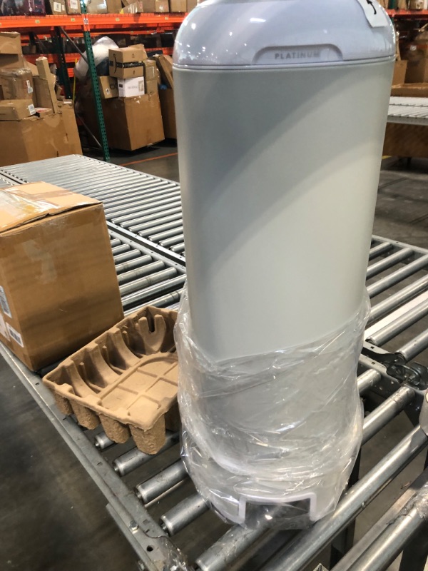 Photo 1 of Diaper Genie Platinum Pail (Stone Grey) is Made in Durable Stainless Steel and Includes 1 Easy Roll Refill with 18 Bags That can Last up to 5 Months.