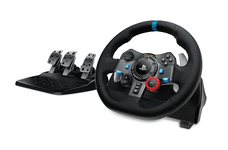 Photo 1 of Logitech G29 Driving Force Racing Wheel and Floor Pedals, Real Force Feedback, Stainless Steel Paddle Shifters, Leather Steering Wheel Cover, Adjustable Floor Pedals, EU-Plug, PS4/PS3/PC/Mac, Black
