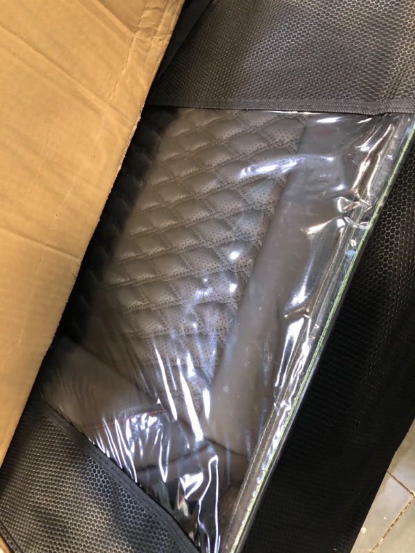 Photo 1 of Truckiipa Full Coverage Car Seat Covers Full Set, Waterproof Pickup Cushion Protector Truck Accessories Leather Seats Cover for Ford F150 2015-2022 Crew Cab, 2017-2022 F250 F350 F450, Red/Black Full Set Red/black