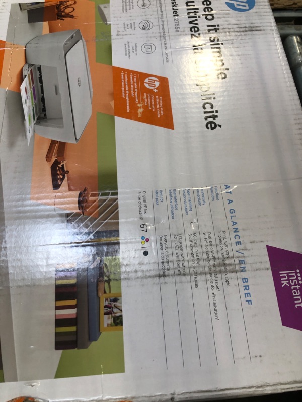 Photo 2 of HP DeskJet 2755e Wireless Color All-in-One Printer with bonus 6 months Instant Ink (26K67A), white