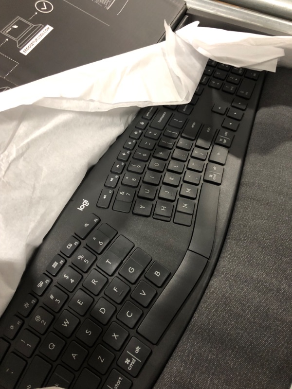 Photo 3 of Logitech ERGO K860 Wireless Ergonomic Keyboard - Split Keyboard, Wrist Rest, Natural Typing, Stain-Resistant Fabric, Bluetooth and USB Connectivity, Compatible with Windows/Mac Keyboard Only