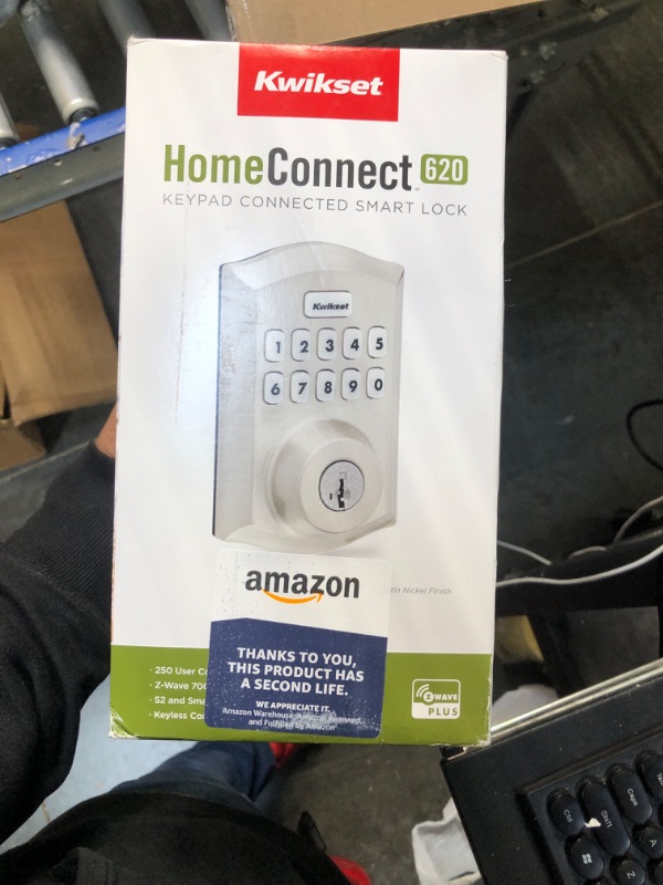 Photo 1 of Kwikset Home Connect 620 Keypad Connected Smart Lock with Z-Wave Technology Featuring SmartKey Security in Satin Nickel Satin Nickel Traditional