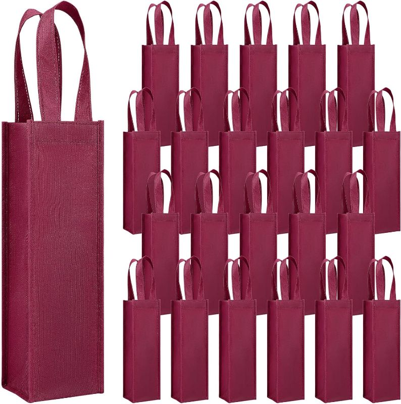 Photo 1 of 36 Pcs Single Wine Bag Christmas Wine Gift Bag Non Woven Fabric Reusable Bags for Gifts Tote Bags Bulk Bottle Holder Wine Carrier with Handles for Shopping Wedding Birthday Dinner Parties(Red)
