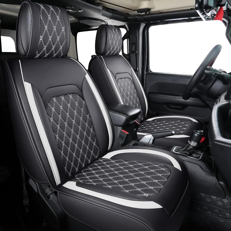 Photo 1 of Aierxuan Jeep Wrangler JK JL 4-Door Seat Covers Full Set Custom Fit 2007-2024 Unlimited X Rubicon 392 Sahara Willys Sport High Altitude 4X4 Truck Pickup Waterproof Leather (Full Set/Black-W)
