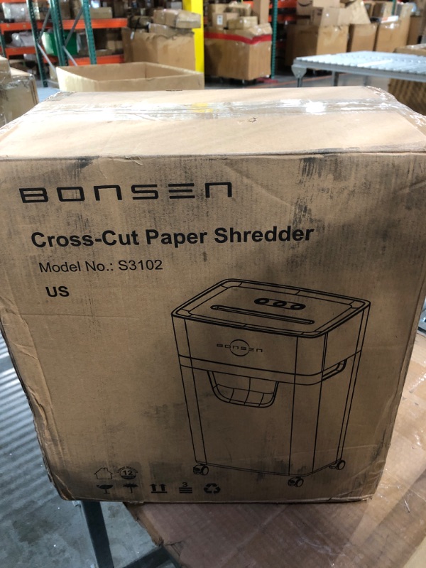 Photo 1 of BONSEN 15-Sheet Heavy Duty Paper Shredder for Office, 30-Minute Running Time Cross-Cut Shredder with 5.3-Gallon Pull Out Basket, Anti-Jam & Quiet Shredder for Home Office (S3102) 15-Sheet Cross-Cut