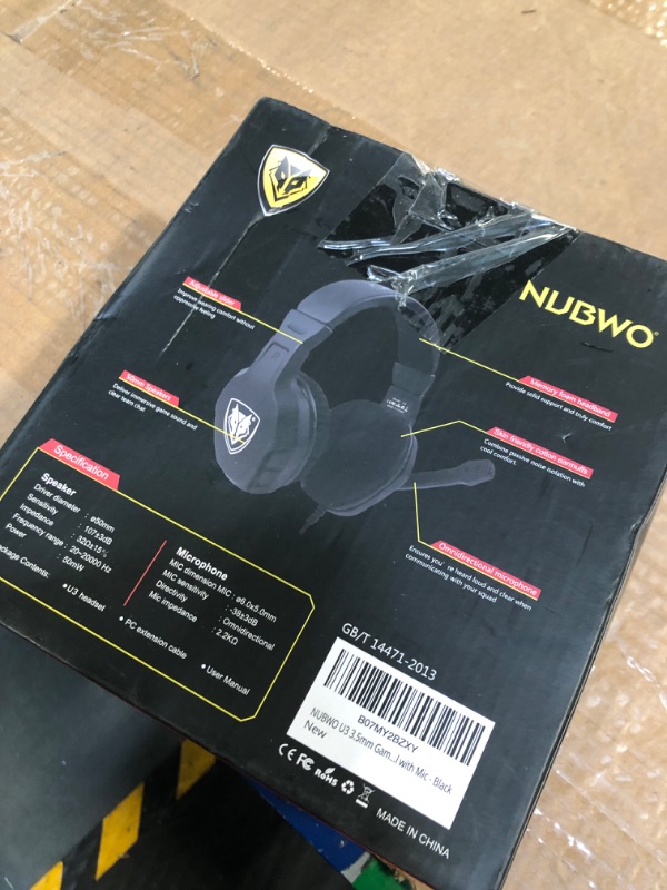 Photo 1 of NUBWO U3 3.5mm Gaming Headset for PC, PS4, PS5, Laptop, Xbox One, Mac, iPad, Nintendo Switch Games, Computer Game Gamer Over Ear Flexible Microphone Volume Control with Mic - Black