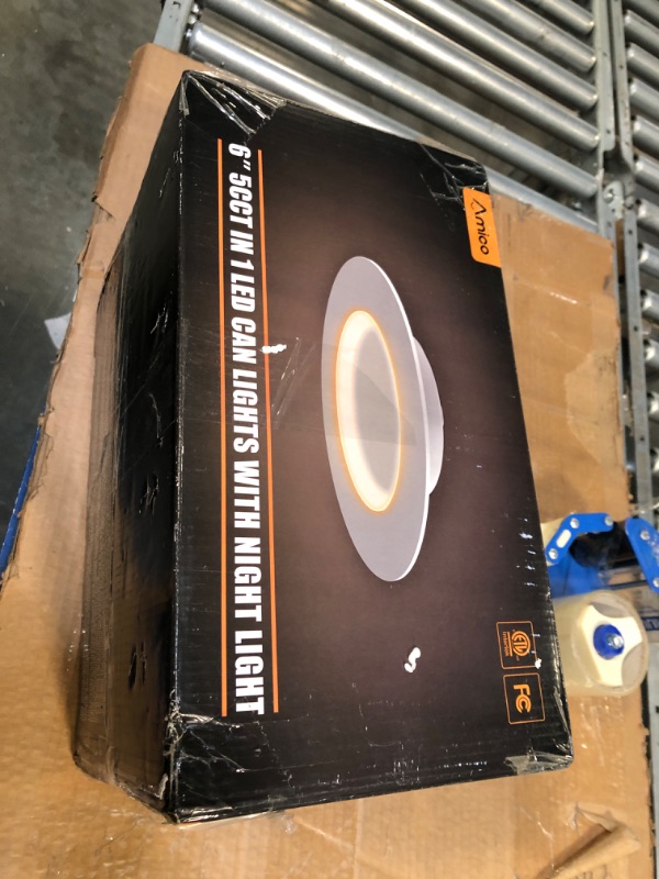 Photo 1 of Amico 12 Pack 5/6 inch 5CCT LED Recessed Lighting with Night Light, 12.5W=100W, 1000LM Can Lights with Baffle Trim, Dimmable, Retrofit Downlight, 2700K/3000K/3500K/4000K/5000K Selectable- ETL & FCC