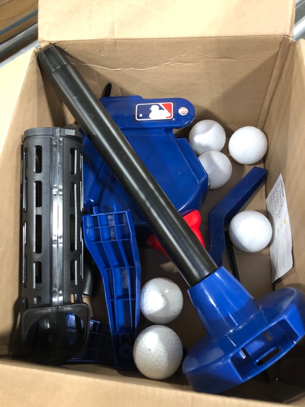 Photo 3 of Franklin Sports Baseball Pitching Machine - Adjustable Baseball Hitting & Fielding Practice Machine For Kids - with 6 Baseballs - Great For Practice, Blue