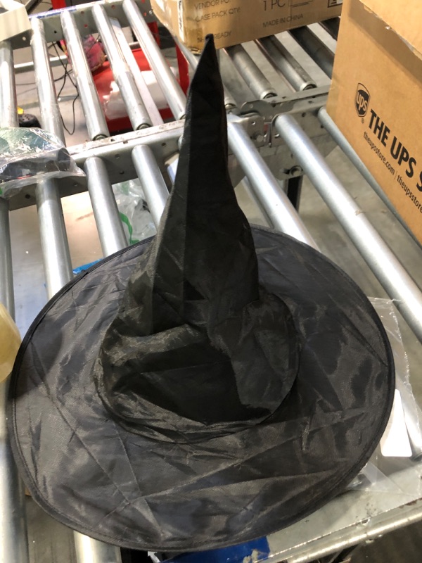 Photo 2 of 4E's Novelty Black Witch Hat - Witches Hat for Women & Kids Costume Accessories & Hanging Halloween Decorations, Wizard Costume Hat Adult