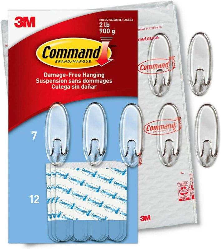 Photo 1 of Command CL091-7NA Clear Medium Hooks, 7 Count 7 Hooks