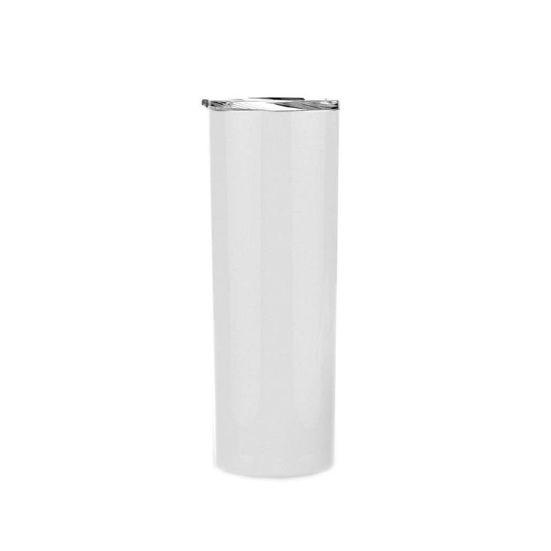 Photo 1 of 18/8 Stainless Steel Vacuum slim skinny tumbler with straw and lid, insulated travel mug keeping beverage cold and warm (white, 20oz) White-20oz 1