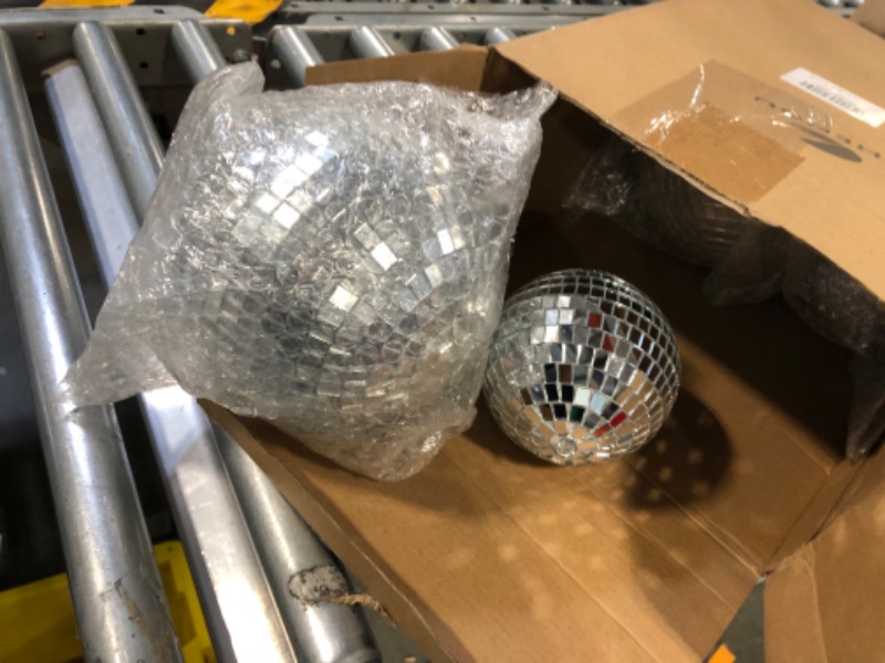 Photo 2 of 4 Pack Large Disco Ball Silver Hanging Disco Balls Reflective Mirror Ball Ornament for Party Holiday Wedding Dance and Music Festivals Decor Club Stage Props DJ Decoration (6 Inch, 4 Inch)