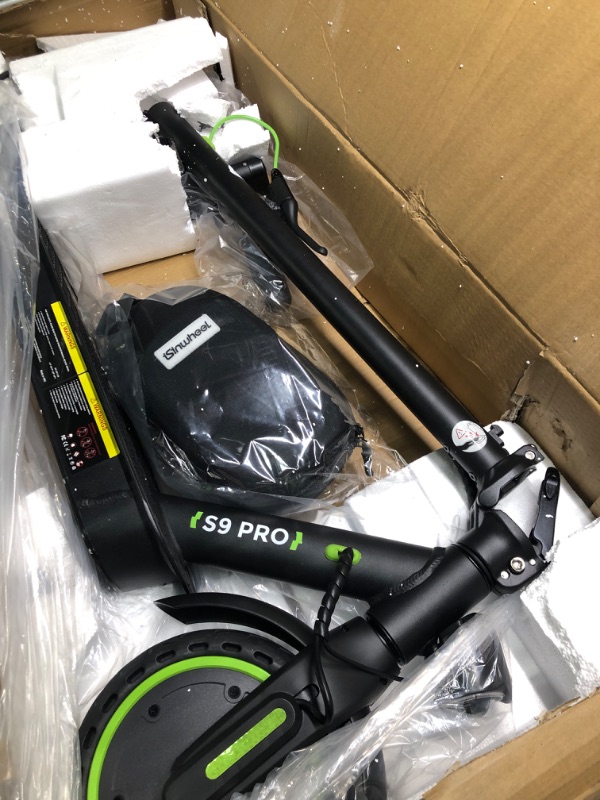 Photo 4 of isinwheel S9Pro Electric Scooter, 350W Motor E Scooter, 8.5" Solid Tires, 17 Miles Range, 19 Mph Folding Commuter Electric Scooter for Adults, Dual Suspension & Brakes, App Supported(Optional Seat) S9 PRO