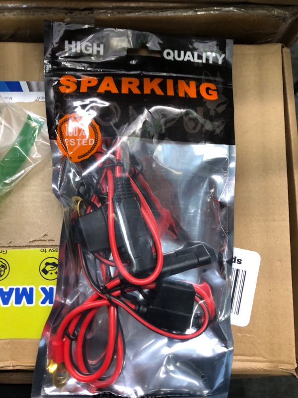 Photo 2 of [2 PACK] SPARKING 2FT Motorcycle Battery Charger Cord, Sae to O Ring Terminal Quick Disconnect Assembly Extension Cable, Sae 2Pin Wire Harness Reverse Polarity Adapter Port Accessory, 10A Fuse