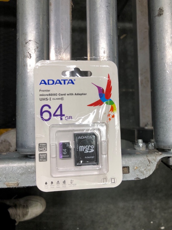 Photo 1 of ADATA Premier 64GB microSDHC/SDXC UHS-I U1 Class 10 Memory Card with Adapter (AUSDX64GUICL10-RA1) 64 GB 50 MB/s