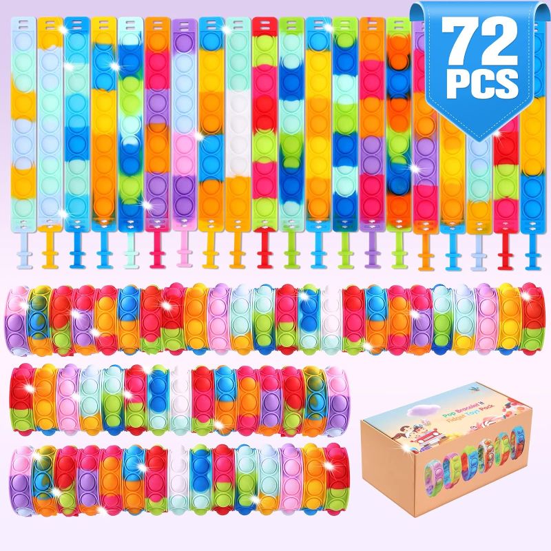 Photo 1 of 72 PCS Pop Bracelet it Fidget Toys Pack, Easter Fidget Bracelet Birthday Party Gifts, Decompression Wristband with Autistic & ADHD,Fidget Wristband as Return Gifts for kids, Fidgets Novelty Girls Toys
