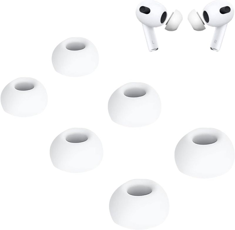 Photo 1 of 3 Pair Replacement Earbuds with Noise Reduction Hole Soft Silicone Earplug Ear Tips Compatible with Airpods Pro Bluetooth Earphone(S/M/L,White)
