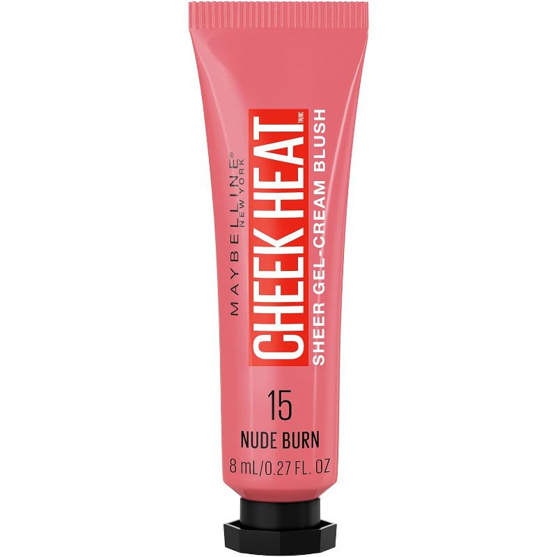 Photo 1 of Maybelline Cheek Heat Gel-Cream Blush Makeup, Lightweight, Breathable Feel, Sheer Flush Of Color, Natural-Looking, Dewy Finish, Oil-Free, Nude Burn, 1 Count