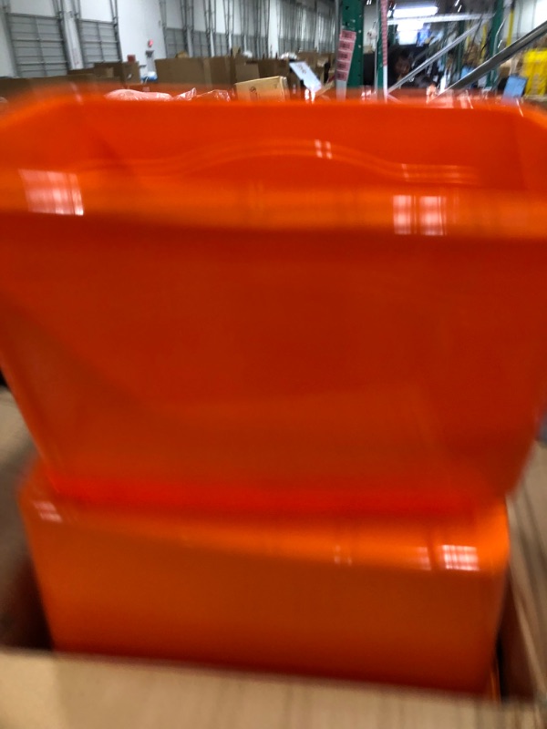 Photo 1 of Abbylike 6 Packs Holiday Seasonal Storage Bin Holiday Storage Totes with Lids Holiday Decoration for Halloween Christmas Home Organization Holiday Decoration (Orange, Purple,37 Quart) 37 Quart Orange, Purple