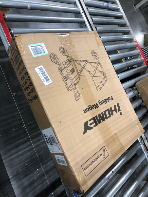 Photo 1 of Collapsible Foldable Wagon, Beach Cart Large Capacity, Heavy Duty Folding Wagon Portable, Collapsible Wagon for Sports, Shopping, Camping (Black, 1 Year Warrant) Matte Black