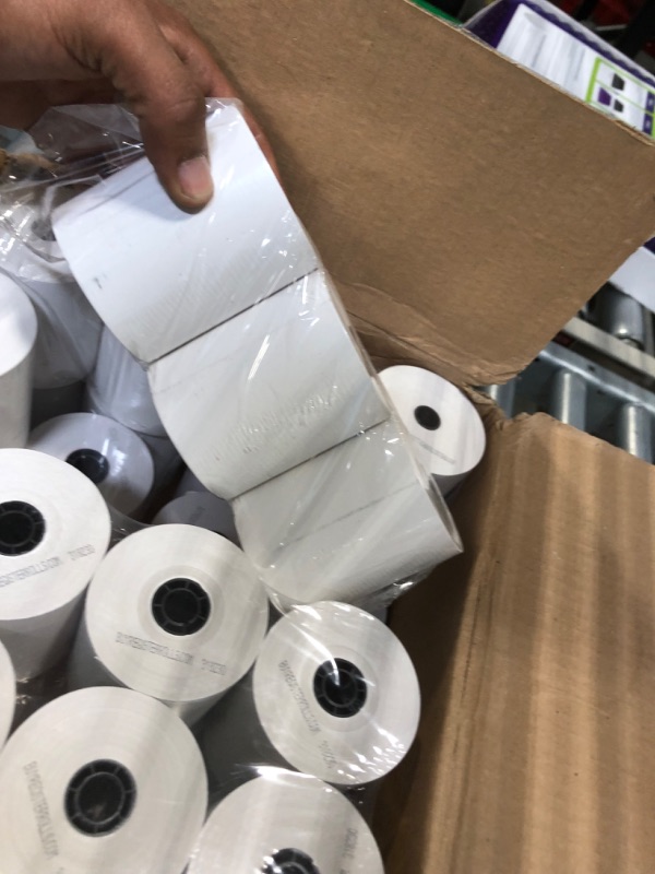 Photo 2 of Thermal Paper Rolls 3 1/8 x 230 - American Made: [50/pack] BPA Free 48 GSM Solid Tube Core CC Receipt paper for POS terminals Cash Registers Clover Stations SCP700 TSP100 TSP300 TSP400 TSP500 TSP600 3 1/8" x 230' Thermal 1 Case - 50 Rolls