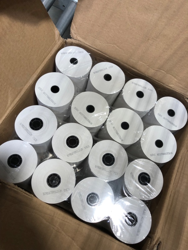 Photo 4 of Thermal Paper Rolls 3 1/8 x 230 - American Made: [50/pack] BPA Free 48 GSM Solid Tube Core CC Receipt paper for POS terminals Cash Registers Clover Stations SCP700 TSP100 TSP300 TSP400 TSP500 TSP600 3 1/8" x 230' Thermal 1 Case - 50 Rolls