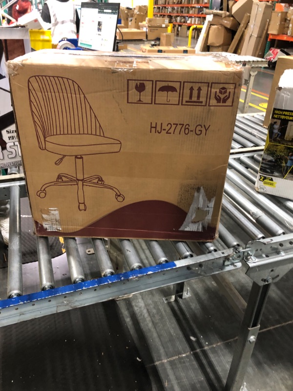 Photo 1 of DUMOS Office Desk Chair, Small Cute Mid Century Modern Vanity Swivel Task Chairs with Wheels, Comfortable Back, Armless for Home, Bedrooms, Office, Study, Student, Dressing Room, Grey