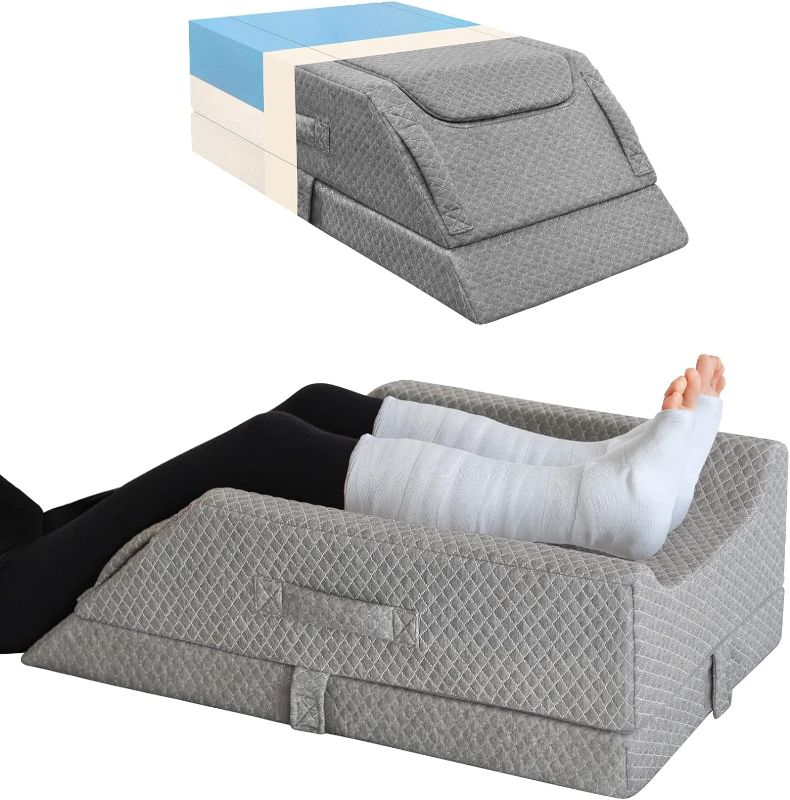 Photo 1 of Adjustable Leg Elevation Pillows for Swelling After Surgery, Cooling Memory Foam Leg Wedge Pillow for Blood Circulation, Wedge Pillow for Sleeping, Sciatica Back Knee Hip Ankles Pain Relief