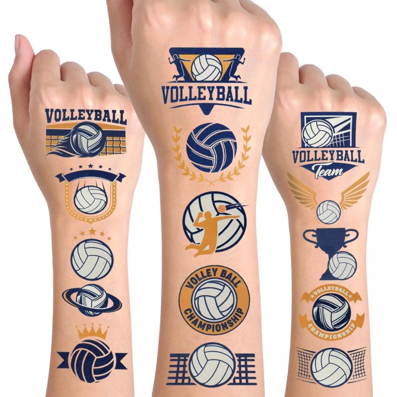 Photo 1 of 24 Sheets Volleyball Temporary Tattoos, Birthday Decorations Volleyball Party Favors