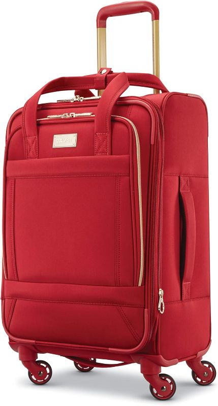 Photo 1 of American Tourister Belle Voyage Softside Luggage with Spinner Wheels, red, Checked-Medium 25-Inch
