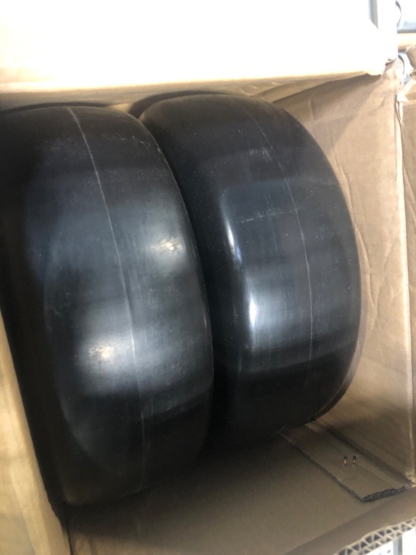 Photo 3 of 2 PCS Upgrade 13x5.00-6 Flat Free Lawn Mower Tire and Wheel with 3/4" & 5/8" Grease Bushing, Zero Turn Mower Front Solid Tire Assembly for Commercial Grade Lawn, Garden Turf, 3.25"-6.6" Centered Hub
