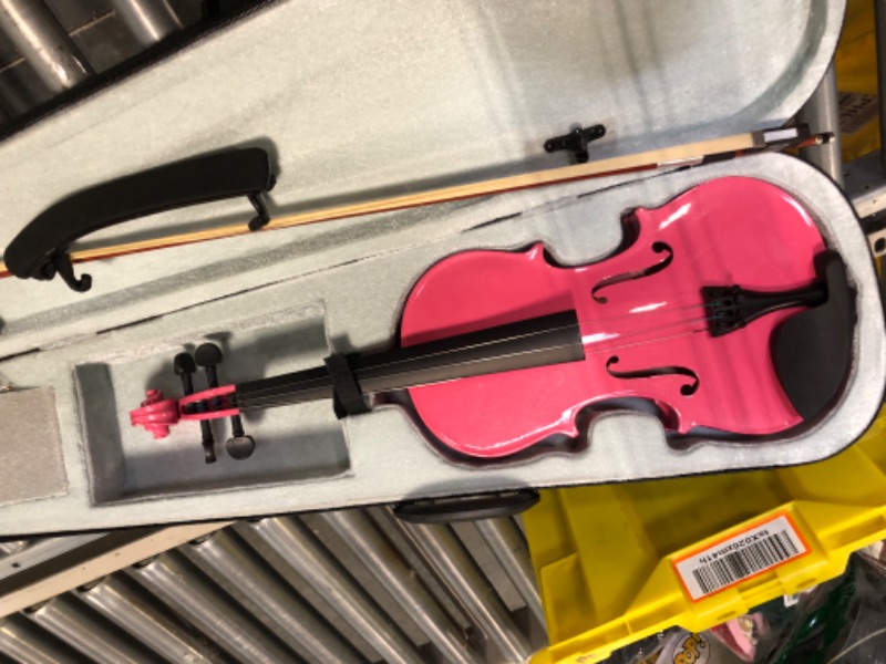 Photo 3 of  Full Size Acoustic Violin Fiddle for Beginners Adults Violin Starter Kit with Hard Case, Rosin, Shoulder Rest, Violin Bow, Extra StringsPINK