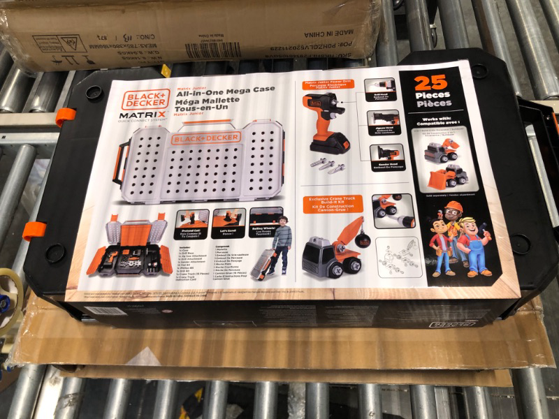 Photo 2 of Black+Decker Kids Tools All-in-One Mega Case with Matrix Drill, Jigsaw and Sander 25 Pieces Play Tools for Kids