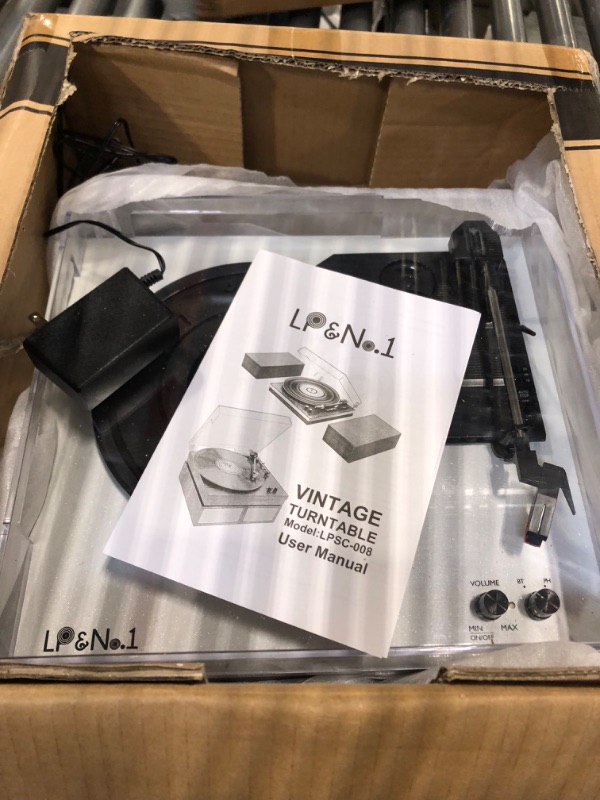 Photo 1 of LP&No.1 Bluetooth Turntable with Stereo Bookshelf Speakers, Retro Record Player with Wireless Playback, 3 Speed Belt-Drive Vintage Turntable with Auto Off, Milk White
