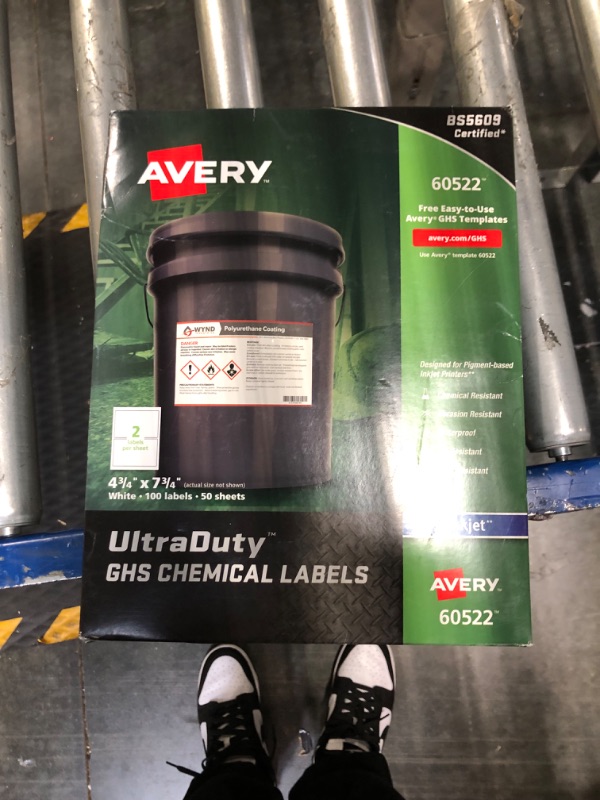Photo 2 of Avery UltraDuty GHS Chemical Labels for Pigment Inkjet Printers, Waterproof, UV Resistant, 4.8 x 7.8 (60522)