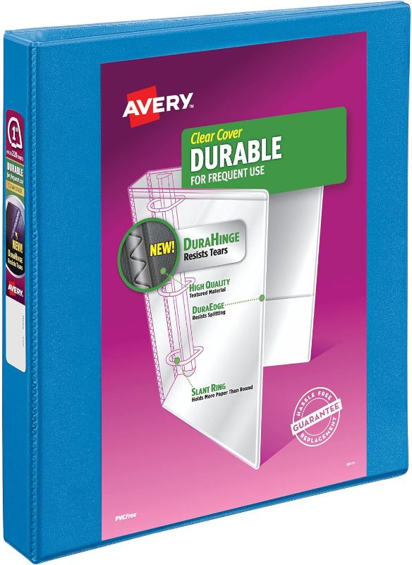 Photo 2 of Avery Durable View 3 Ring Binder, 1 Inch Slant Rings, 1 Pool Blue Binder (17012)