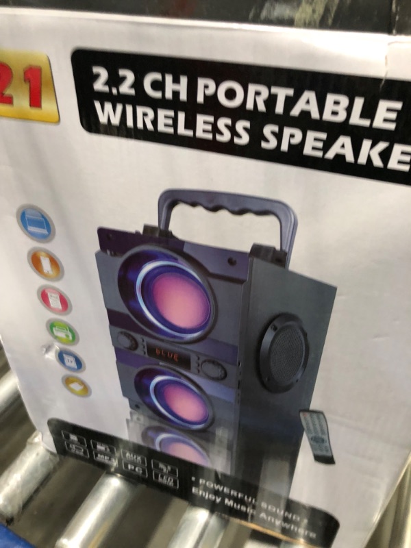 Photo 2 of Bluetooth Speaker, 40W (60W Peak) Portable Wireless Speaker with Colorful Lights, Double Subwoofer Heavy Bass, FM Radio, MP3 Player, Loud Stereo Speaker for Home Outdoor Party Camping