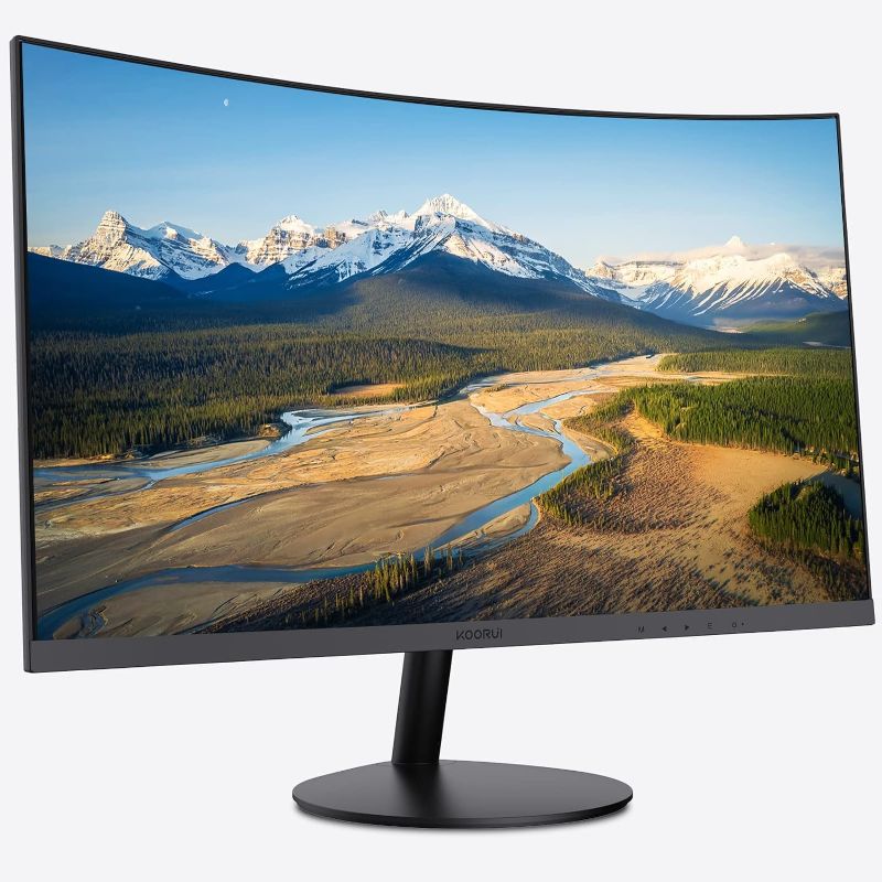 Photo 1 of KOORUI 24" Curved 60Hz Computer Monitor LED Monitor Full HD 1080P HDMI VGA, 1800R, Tilt Adjustment, Eye Care, Black 24N5C 23.6 inch/75HZ/Curved/FHD