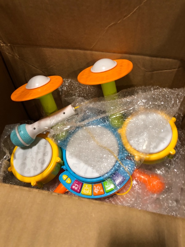 Photo 3 of Drum Set for Kids with 2 Drum Sticks and Microphone, Musical Toys Gift for Toddlers…
missing drumsticks
