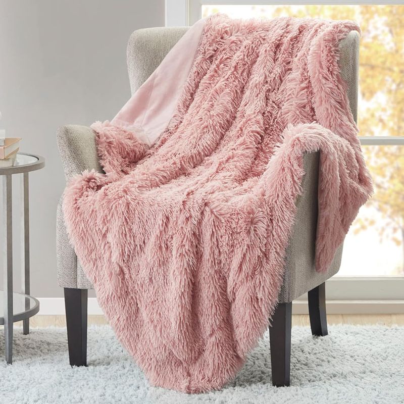 Photo 1 of yescool Faux Fur Weighted Blanket 60"x80" 15lbs,Fuzzy Cozy Shaggy Weighted Blanket Queen Size for Adult?Fluffy Sherpa Comfy Heavy Blanket for Women Men,Warm Soft Plush Pink Blanket for Couch Sofa Bed
