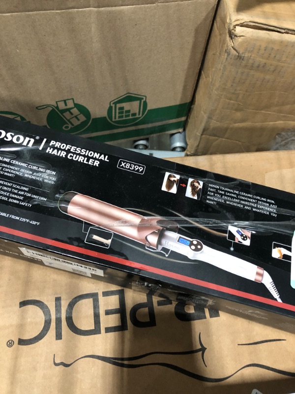 Photo 2 of Hoson 2 Inch Curling Iron Large Barrel, Long Barrel Curling Wand Dual Voltage, Ceramic Tourmaline Coating with LCD Display, Glove Include 2 inches