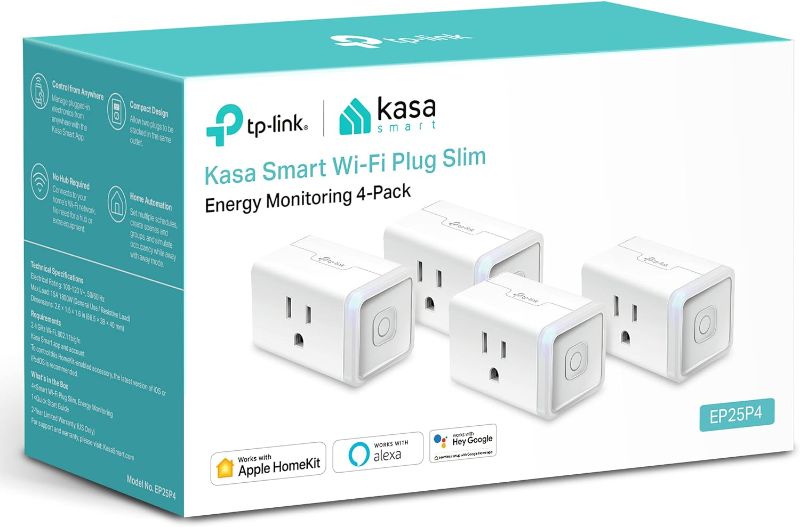 Photo 1 of Kasa Smart Plug Mini 15A, Apple HomeKit Supported, Smart Outlet Works with Siri, Alexa & Google Home, UL Certified, App Control, Scheduling, Timer, 2.4G WiFi Only, (Pack of 4) (EP25P4), White
